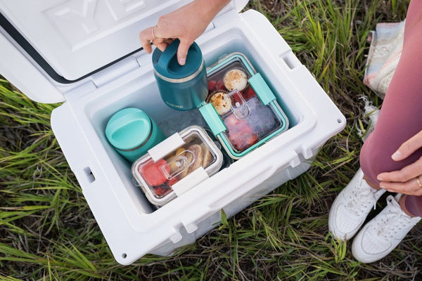 RIGWA Rex Trio Set, Includes 26 oz, 36 oz, & 46 oz Insulated Lunch Boxes, 2 Dressing Containers, Cool Grey