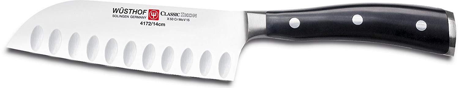 Wusthof 4172-7 Classic IKON Hollow Edge Santoku, One Size, Black, Stainless