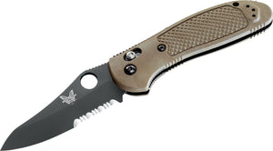 Benchmade Griptilian 550SBKHGSN, Serrated Black Blade, Sand