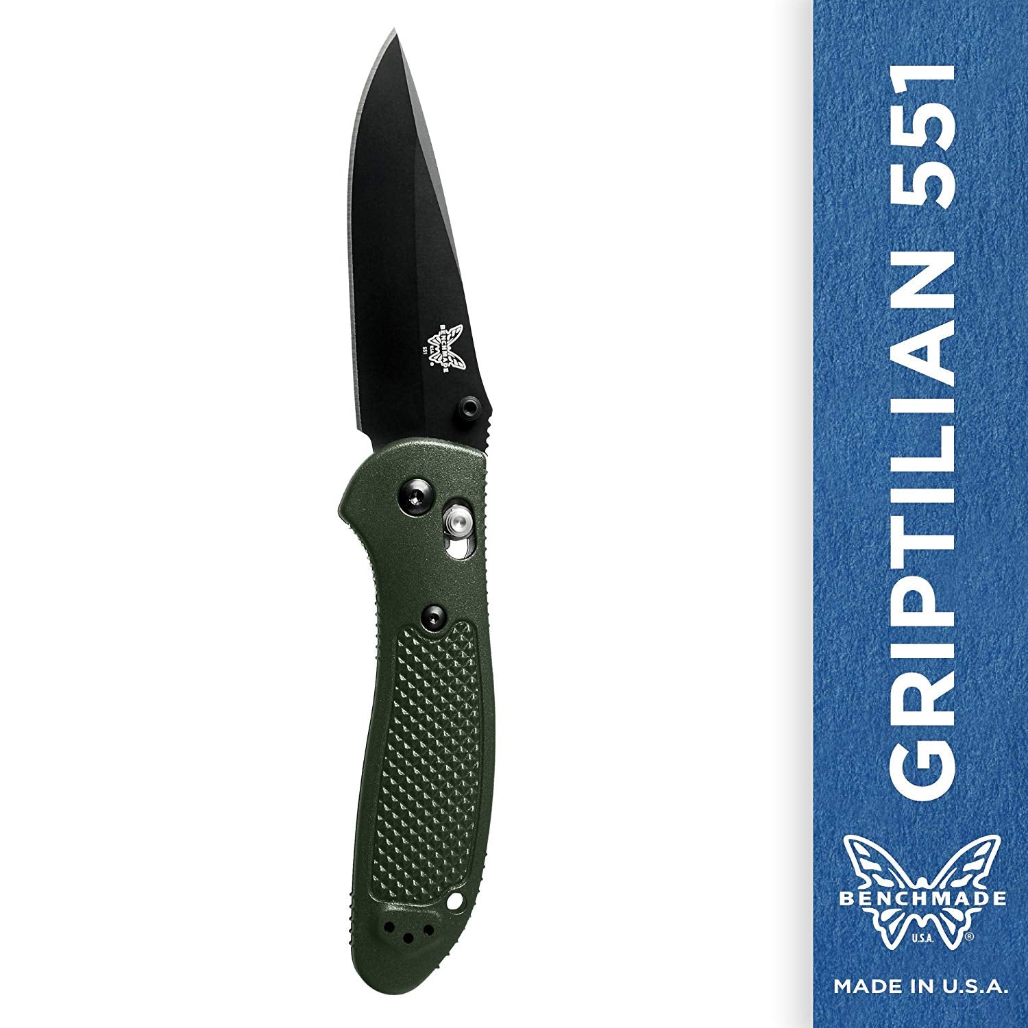 Benchmade Griptilian 551BKOD, Black Coated, Olive