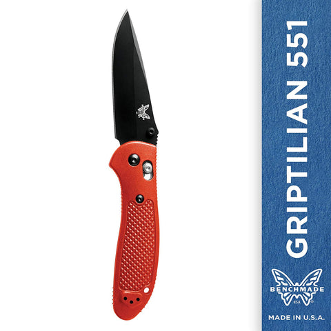 Benchmade Griptilian 551BK-ORG, Black Coated, Orange
