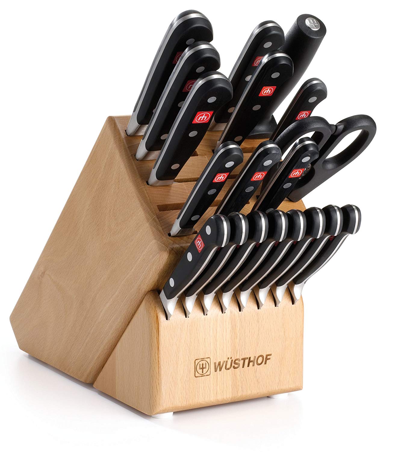 WÜSTHOF Classic Twenty Piece Knife Block Set | 20-Piece German Knife Set | Precision Forged High Carbon Stainless Steel Kitchen Knife Set with 17 Slot Block – Model 8620